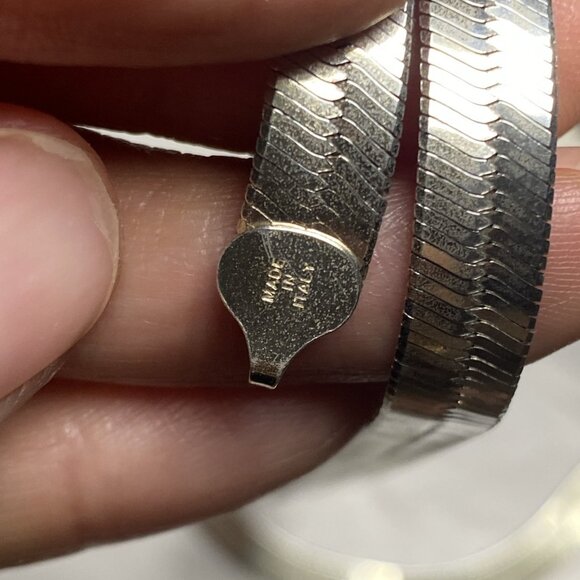 Silver Bracelet and Necklace HCT and Milor Italy Herringbone stamped 925 and 826 - Picture 7 of 13